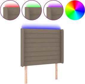 vidaXL Tăblie de pat cu LED, gri taupe, 93x16x118/128 cm, textil