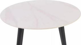 Masa rotunda de dining RION 90 cm cu blat din ceramica, marmura alba