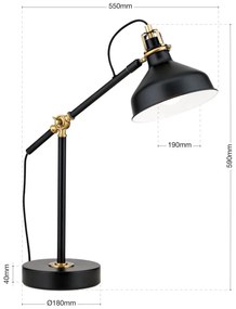 Veioza/Lampa din metal reglabila stil vintage SCHILLER negru/patina