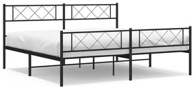 372299 vidaXL Cadru pat metalic cu tăblie de cap/picioare, negru, 180x200 cm
