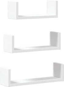 vidaXL Raft de perete, 3 buc., alb, lemn prelucrat