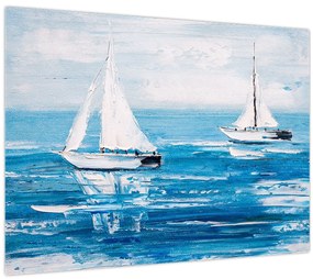 Tablou - Pictură yacht pe mare (70x50 cm)