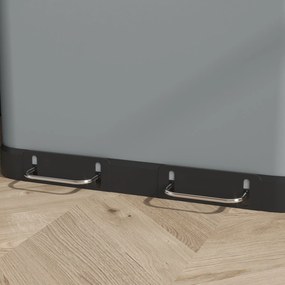 HOMCOM Coș de gunoi dublu, 2 x 30L, rezistent la amprente, Pedală, tăvi interioare detașabile, Gri | Aosom Romania
