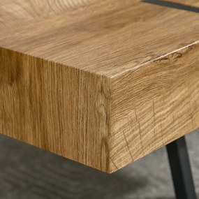 HOMCOM Masă de Cafea Dreptunghiulară Stil Industrial Picioare în Formă de Ace Metal Negru Placă Aspect Bastaing Vechi Lemn | Aosom Romania