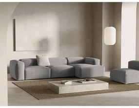 Colțar gri deschis cu tapițerie din catifea reiată (cu colț pe partea dreaptă/cu șezlong) Bergamo – Cosmopolitan Design