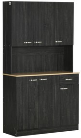 HOMCOM Bufet de Bucătărie cu Sertar și Blat, Uși și Rafturi Reglabile, 101x39x180 cm, Negru | Aosom Romania