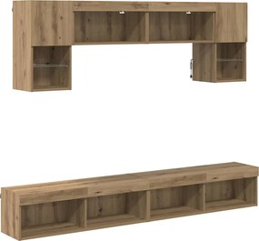 vidaXL Unități TV de perete cu LED 6 pcs Stejar Artizanal