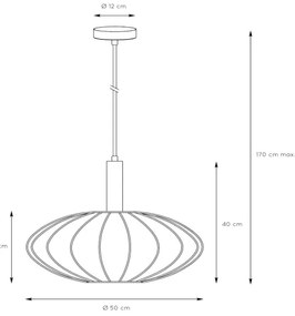 Lustră pe cablu Lucide 03447/52/30 CORINA 1xE27/40W/230V d. 50 cm negru