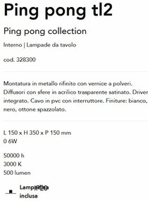 Lampa de masa LED design minimalist Ping pong tl2 negru