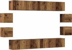 vidaXL Set dulap TV 8 piese montat pe perete lemn vechi lemn prelucrat