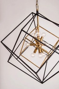 Lustra suspendata LUX design geometric ROUNDOUT alama antichizata, cu 9 surse de lumina