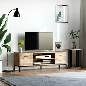 Suport TV pentru TV de pana la 50 inchi, cu usa, depozitare deschisa si sertare, masa TV cu picioare de otel, cafea HOMCOM | Aosom RO