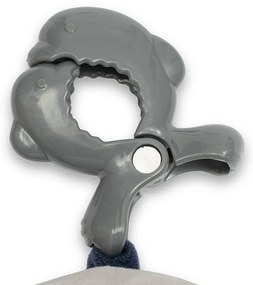 Baby Mix Jucărie de pluș pentru copii cu mecanismmuzical și clemă Ursuleț albastru, 24 cm