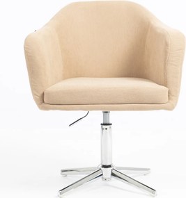 HR832CROSS Scaun Catifea Reiată Premium culoare Bej Ghimbir cu Bază Cromata