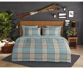 Lenjerie de pat albastră din flanelă pentru pat de o persoană/extinsă 140x220 cm Jacco – Good Morning