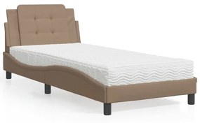 3208828 vidaXL Pat cu saltea, cappuccino, 80x200 cm piele ecologică