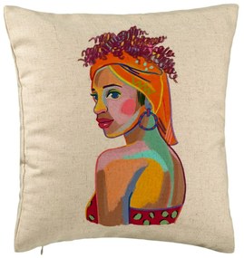 Perna Decorativa, Model Curly African, 40x40 cm, Bej, Husa Detasabila, Burduf