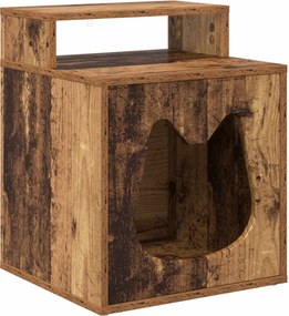 vidaXL Casa pentru pisici Lemn vechi 42,5 x 40 x 53,5 cm Lemn compozit