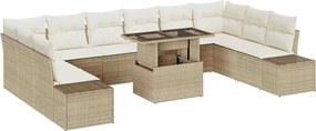 vidaXL Set de canapele pentru grădină 11 pcs Bej Rattan poli