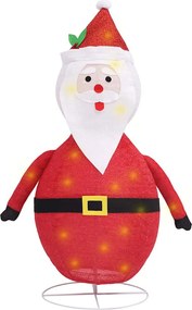 vidaXL Figurină Moș Crăciun decorativă, cu LED, 120 cm, țesătură lux