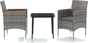 vidaXL Set mobilier de grădină, cu perne, 3 piese, gri și negru