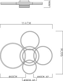 Globo 67260-120 - Plafonieră LED dimabilă RUBIO 120W/230V 90x114 cm+telecomandă
