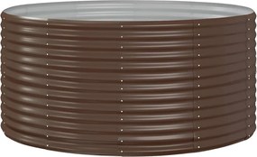 vidaXL Pat de grădină înălțat, maro, 140x140x68 cm, oțel galvanizat