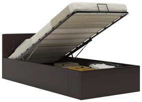vidaXL Cadru pat hidraulic cu ladă, gri, 100 x 200 cm, piele ecologică