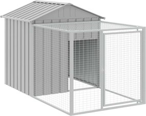 vidaXL Cușcă pentru găini cu porțiune, gri deschis, 117x201x123 cm, oțel galvanizat