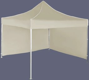 Pavilion de grădină 3x3m – din aluminiu, 2 pereţi laterali, Bej