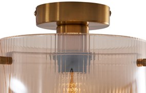 Plafonieră Art Deco din alamă cu sticlă chihlimbar - Laura