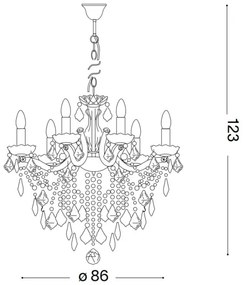 Lustră de cristal pe cablu Ideal Lux FLORIAN 18×E14/40W/230V