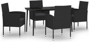 vidaXL Set de servit masa pentru grădină, 5 piese, negru