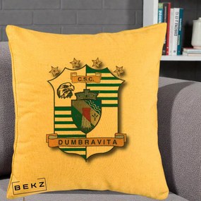 Perna Personalizata CSC Dumbravita Fotbal, 40x40 cm, Galben, Husa Detasabila, Perna Inclusa, BEKZ®