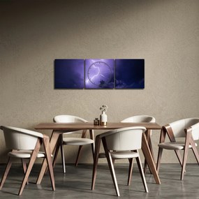 Tablou - cerul violet cu fulger (cu ceas) (90x30 cm)