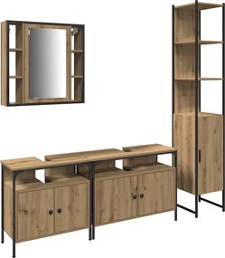 vidaXL Set de mobilier pentru baie cu raft 4 pcs Stejar Artizanal