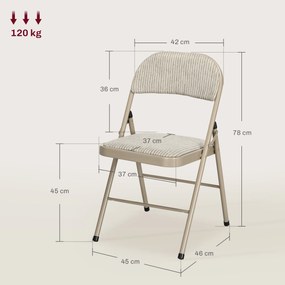 HOMCOM Set de 6 Scaune Pliabile din Metal, Scaune Pliabile din Interior cu Șezut Tapițat din Piele PU și Spătar Deschis | Aosom Romania