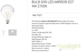 Bec LED decorativ G95 MIRROR E27 4W 2700K 17271