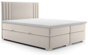 Pat matrimonial Boxspring 140 cm Morcano (crem) (cu sp. depozitare). 1020329