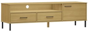 351027 vidaXL Comodă TV cu picioare metalice „OSLO”, maro, lemn masiv pin