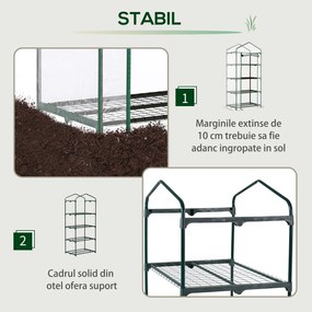 Outsunny Sera pentru Balcon Compacta cu 4 Rafturi pentru Plante, Sera pentru Gradina cu Acoperis din PVC Transparent, 70x50x160cm