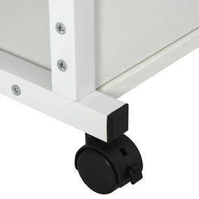 HOMCOM Masa auxiliară Masa rulantă Masa de pat pentru Laptop Înălțime reglabilă - 2 rafturi integrate - cadru metalic Alb | Aosom Romania