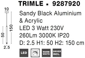 Pendul LED design modern Trimle negru 2.5cm