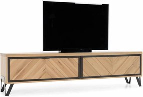 Comodă TV lemn masiv Relief, 55 × 42 × 212 cm