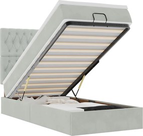 vidaXL Cadru de pat otoman cu saltele Gri deschis 90x190cm catifea