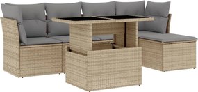 vidaXL Set canapele de grădină cu perne, 6 piese, bej, poliratan