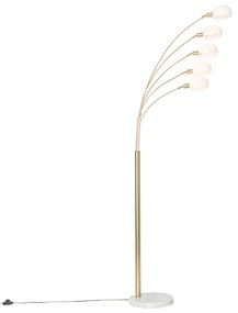 Lampă de podea de design alamă cu sticlă opală 5 lumini - Sixties Marmo