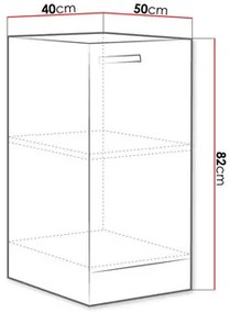 Dulap inferior de bucătărie Milo  40 D 1F BB (gri + gri lucios). 1122661