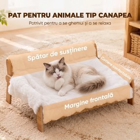PawHut Pat Ridicat pentru Câini și Pisici cu Pluș Moale, Husă Detașabilă și Picioare Antiderapante, 70x47x30 cm, Alb | Aosom Romania