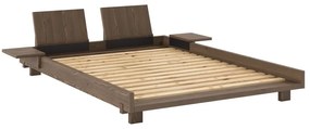Pat matrimonial maro din lemn de pin cu somieră 140x200 cm Social – Karup Design